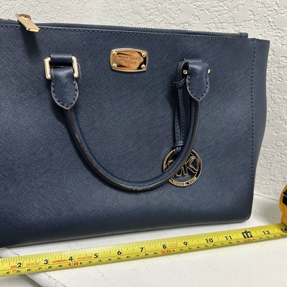 Michael Kors Navy Blue Savannah Saffiano Leather Satchel with dust bag - Picture 5 of 12